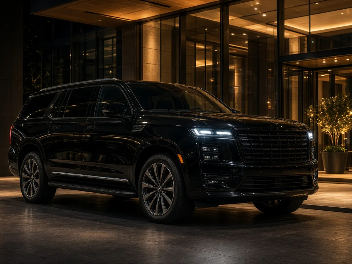 Black luxury SUV from our safety-inspected chauffeur fleet